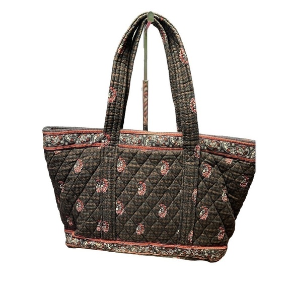 Vera Bradley Brown & Red Shoulder Bag Tote - Picture 3 of 6